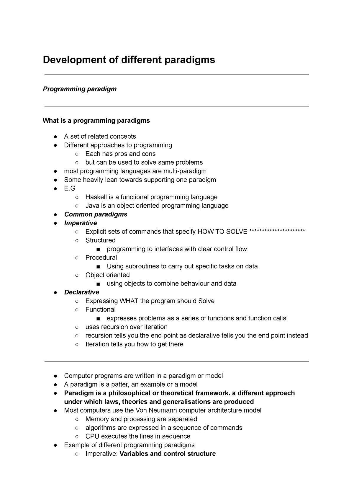 Development of different paradigms (SDD) - Development of different ...