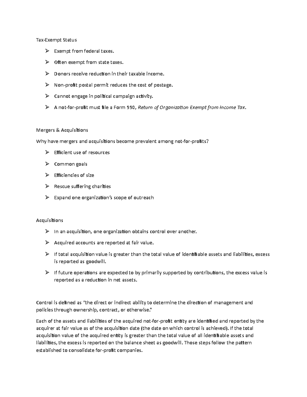 Lecture Notes 5 c - Tax-Exempt Status Exempt from federal taxes. Often ...