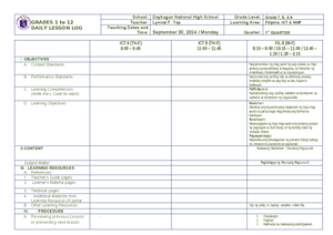 DLL 08 - Daily Lesson Log - GRADES 1 to 12 DAILY LESSON LOG School ...