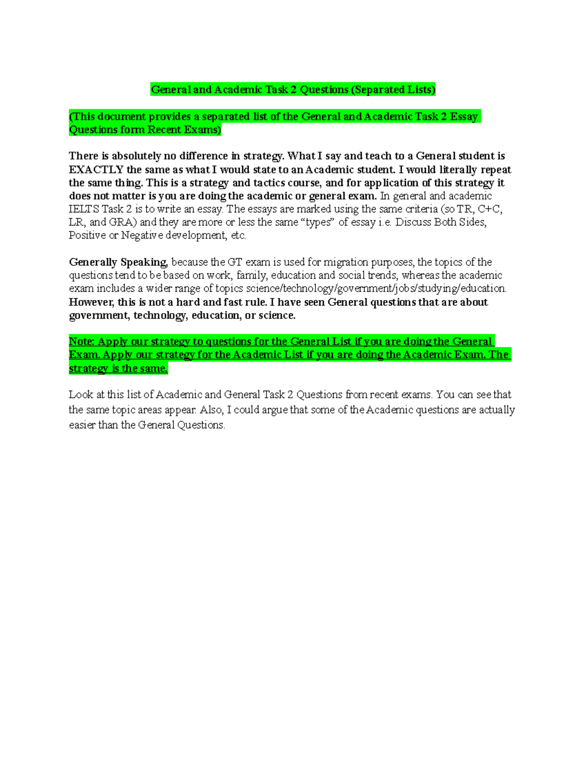 General+and+Academic+Task+2+Questions+(Separated+Lists) - General and ...