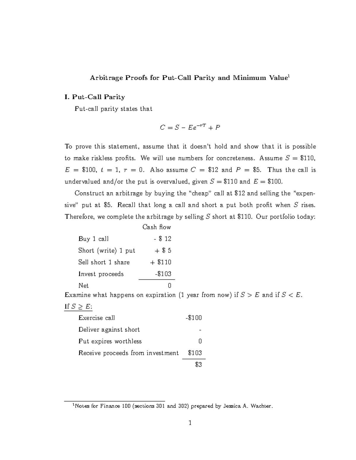 27. Arbitrage Proofs of Put-Call Parity and Minimum Value - Put-Call ...