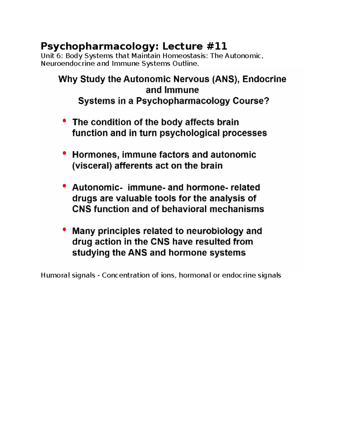 Psychopharmacology - Lecture #11 - Psychopharmacology: Lecture Unit 6 ...