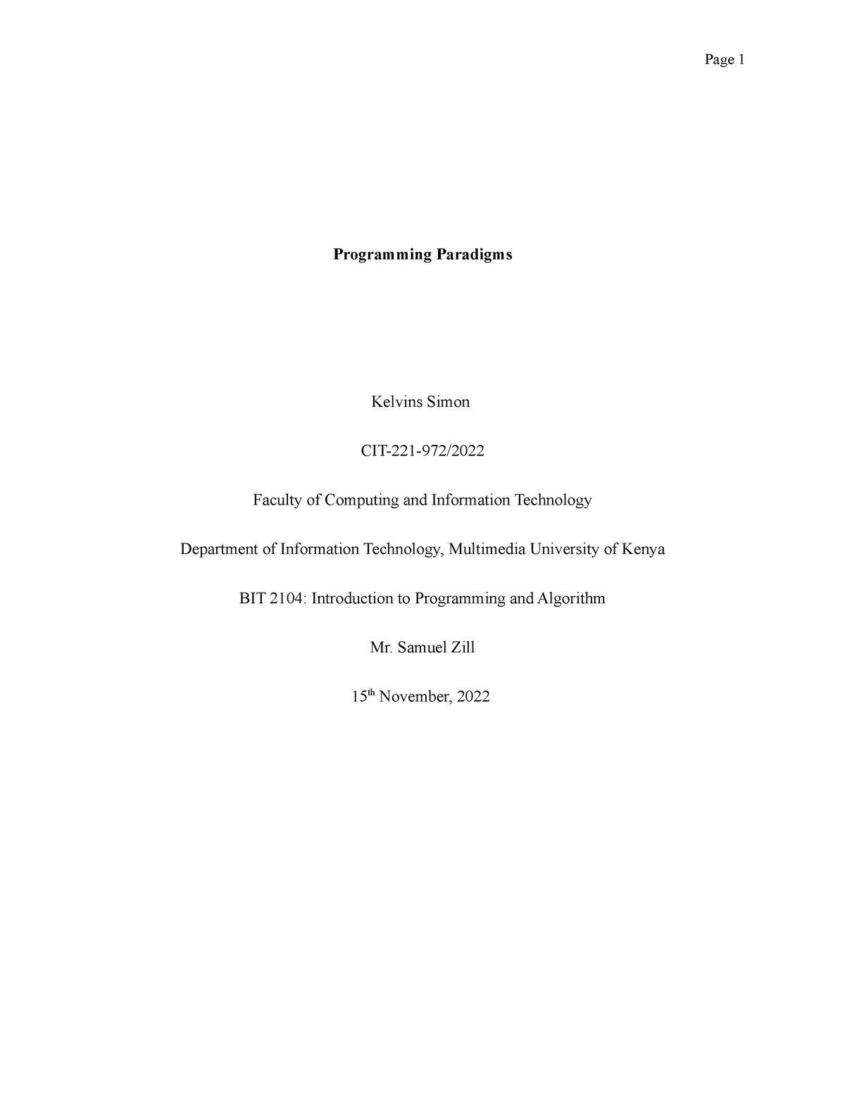 term paper on programming paradigms