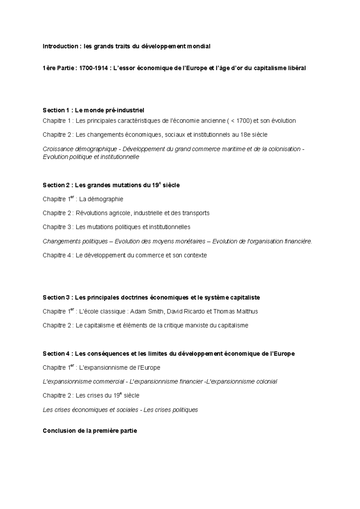 Table Des Mati Res Fgdsf Introduction Les Grands Traits Du D Veloppement Mondial Re