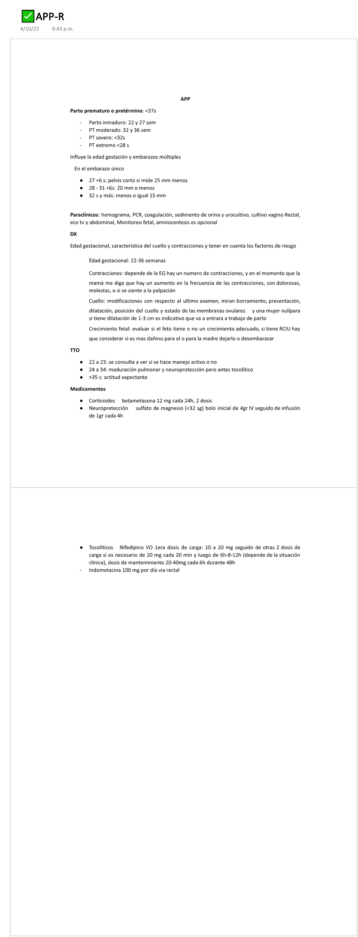 APP-R - Amenaza de parto pretermino - Ginecología Y Obstetricia ...