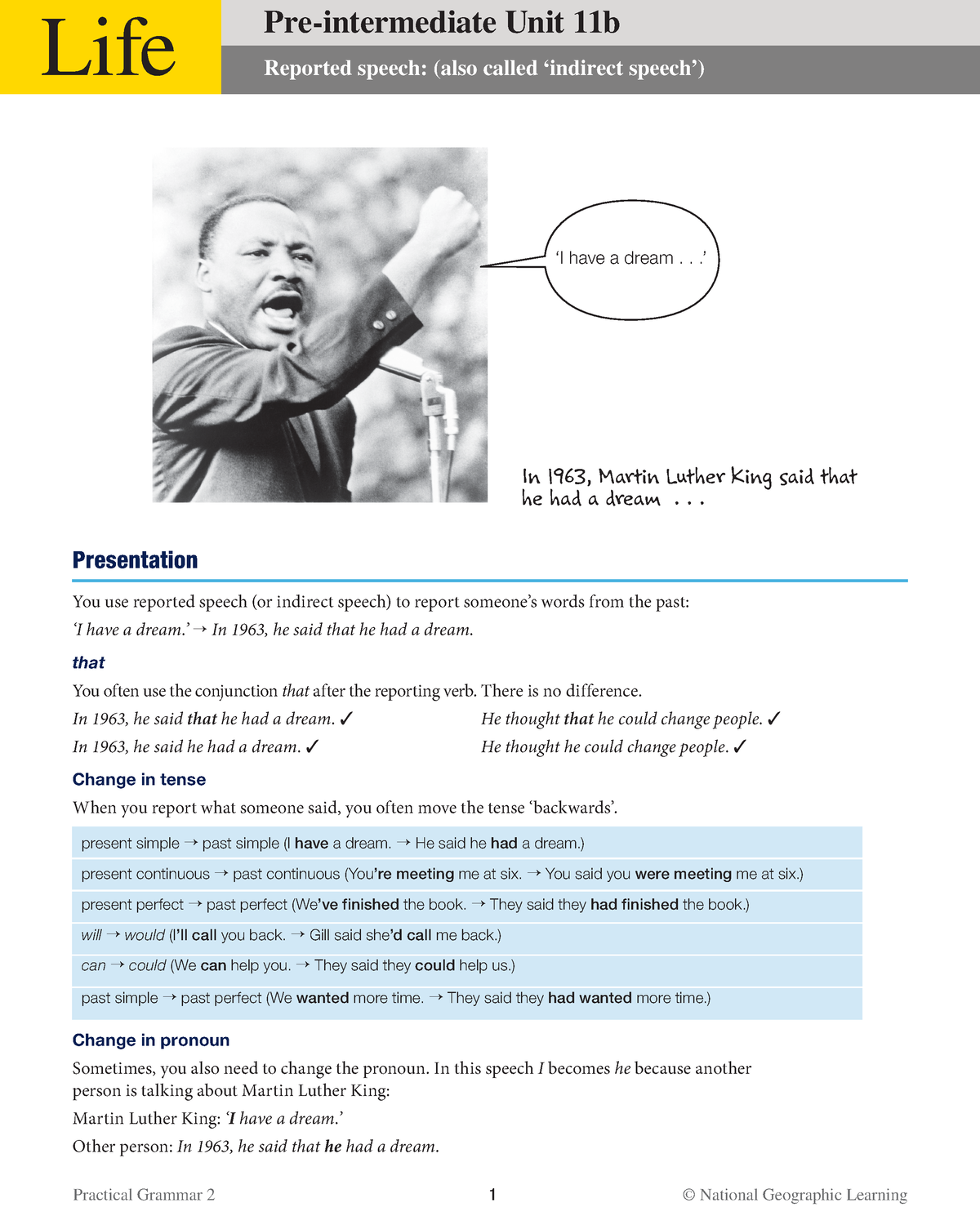 reported speech national geographic pdf