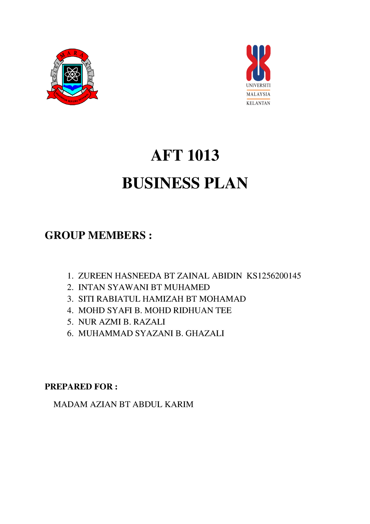 business plan group name