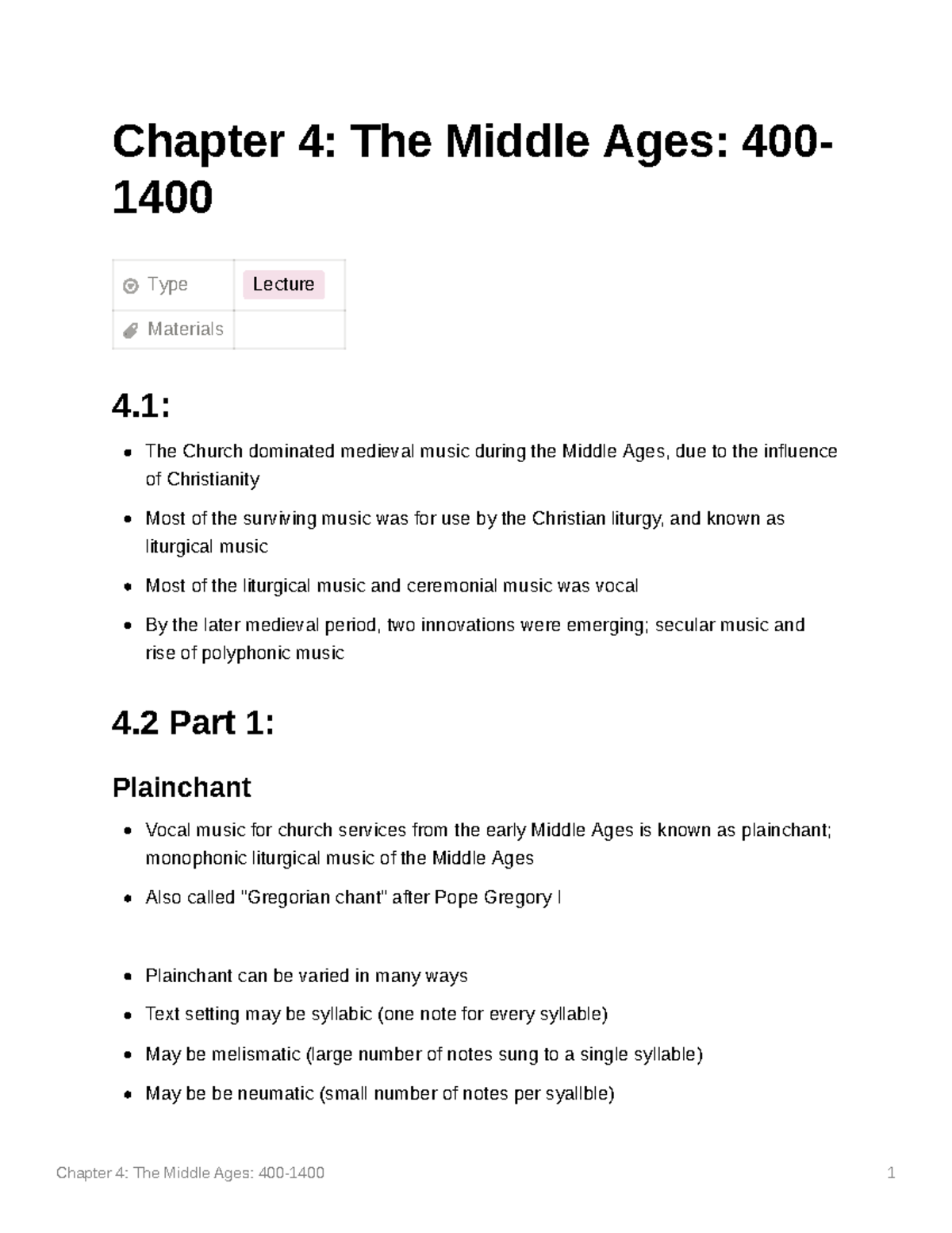 Chapter 4 The Middle Ages 4001400 Chapter 4 The Middle Ages 400