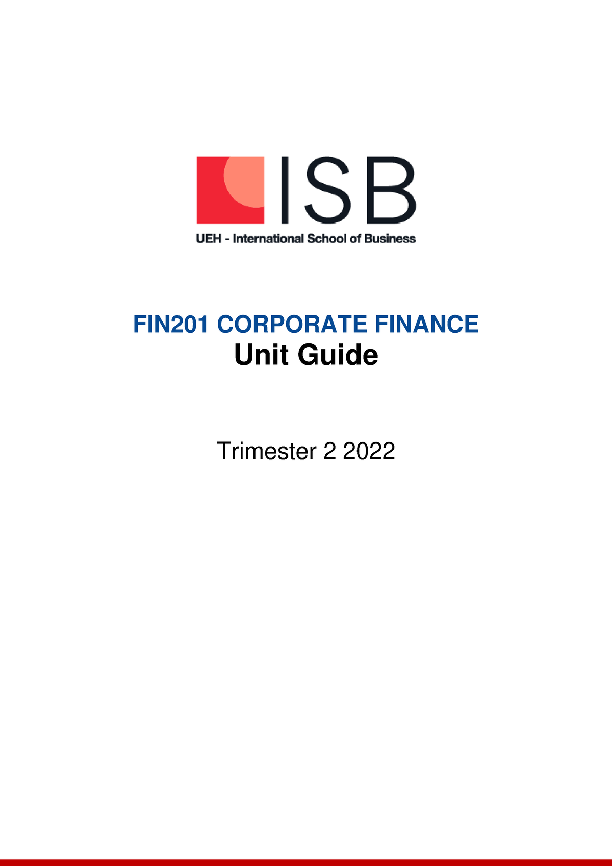 FIN201 Corporate Finance Trimester 2 2022 - Marketing And Innovation ...