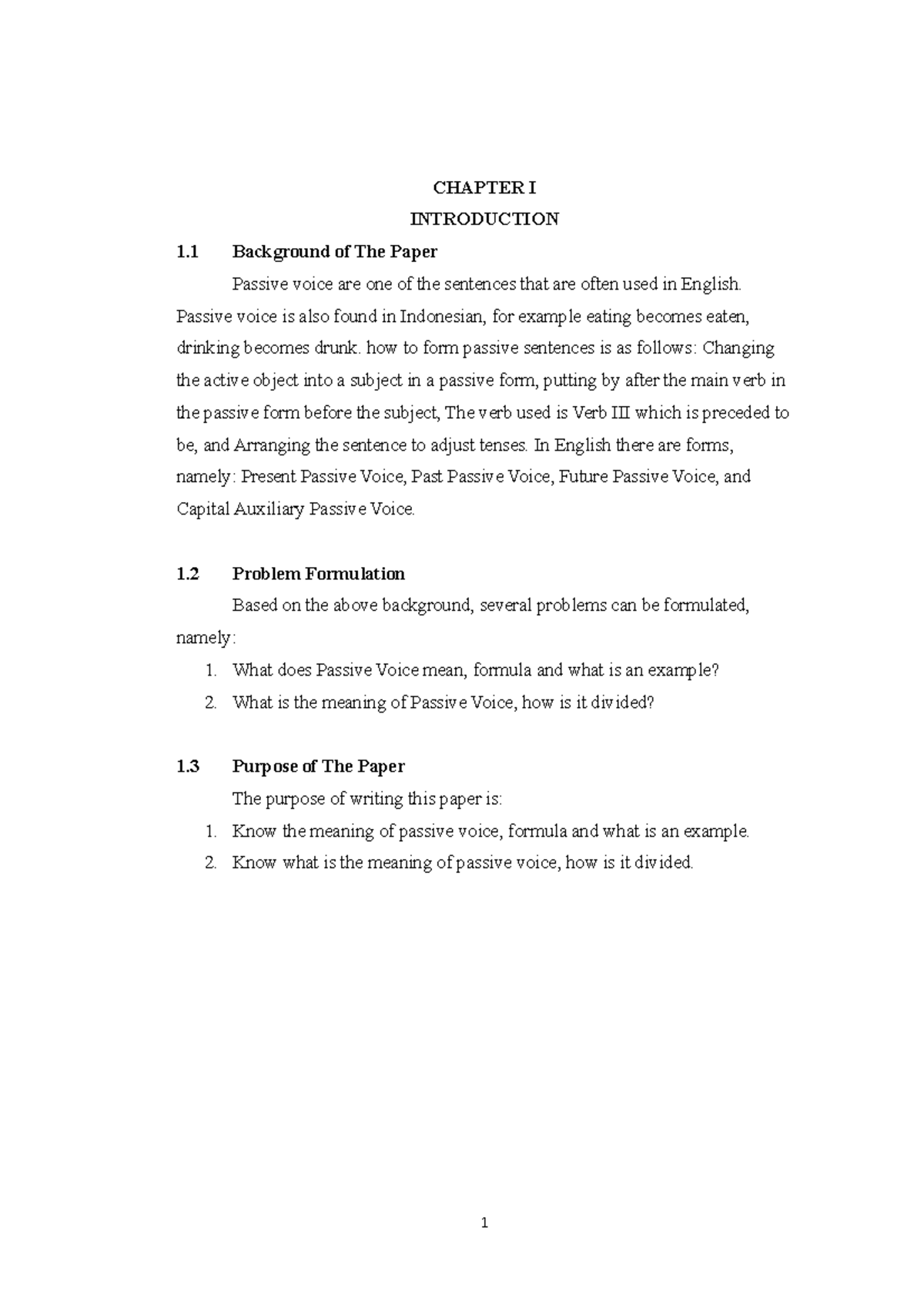 Resume The Passive CHAPTER I INTRODUCTION 1 Background of The Paper