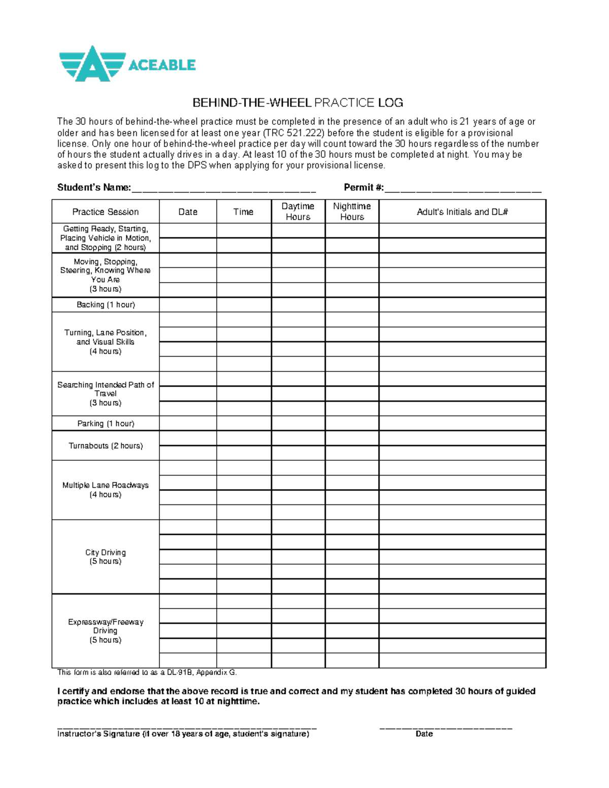 How to Fill Out Your Aceable Behind-the-Wheel Logs 