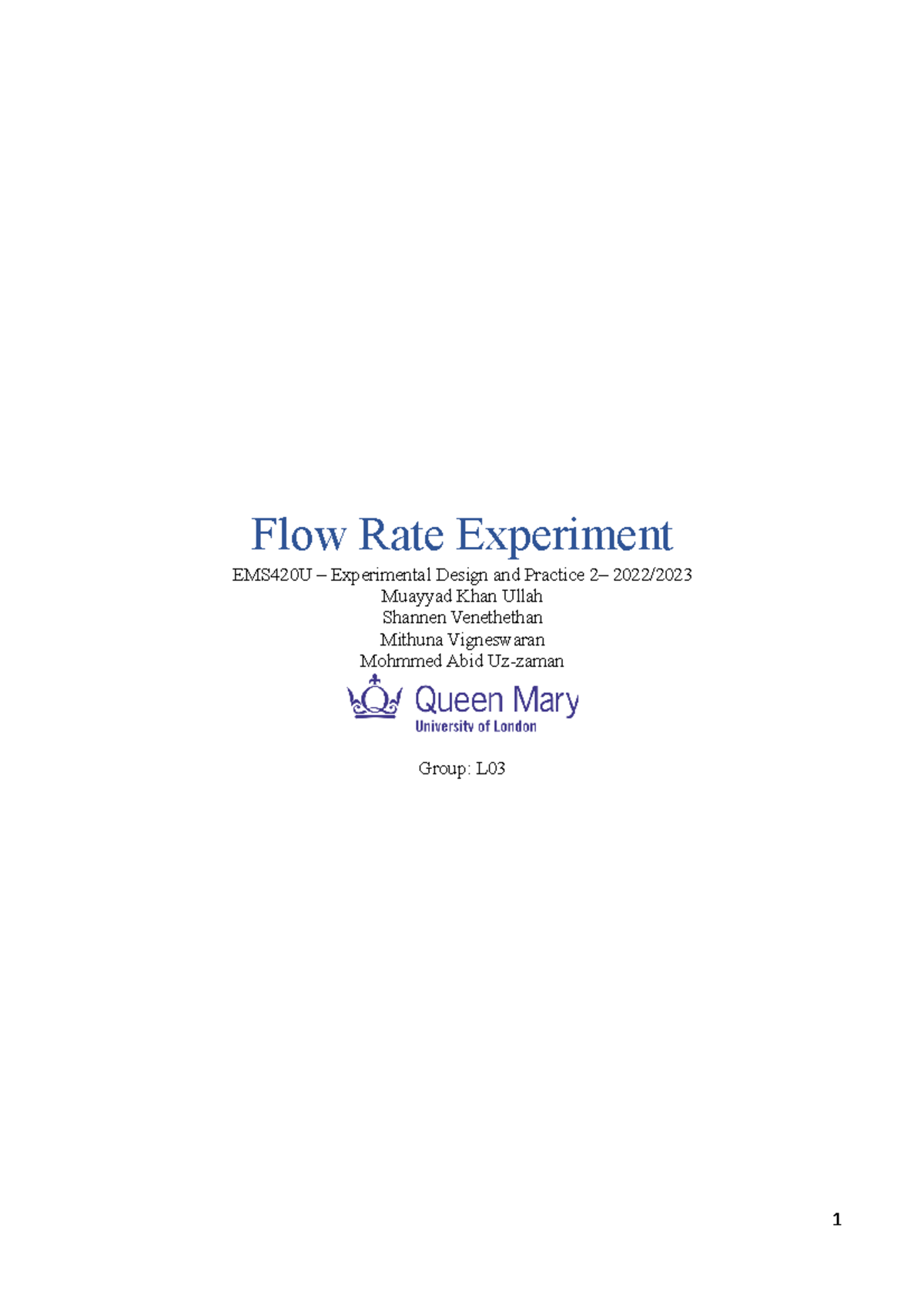 flow rate experiment conclusion