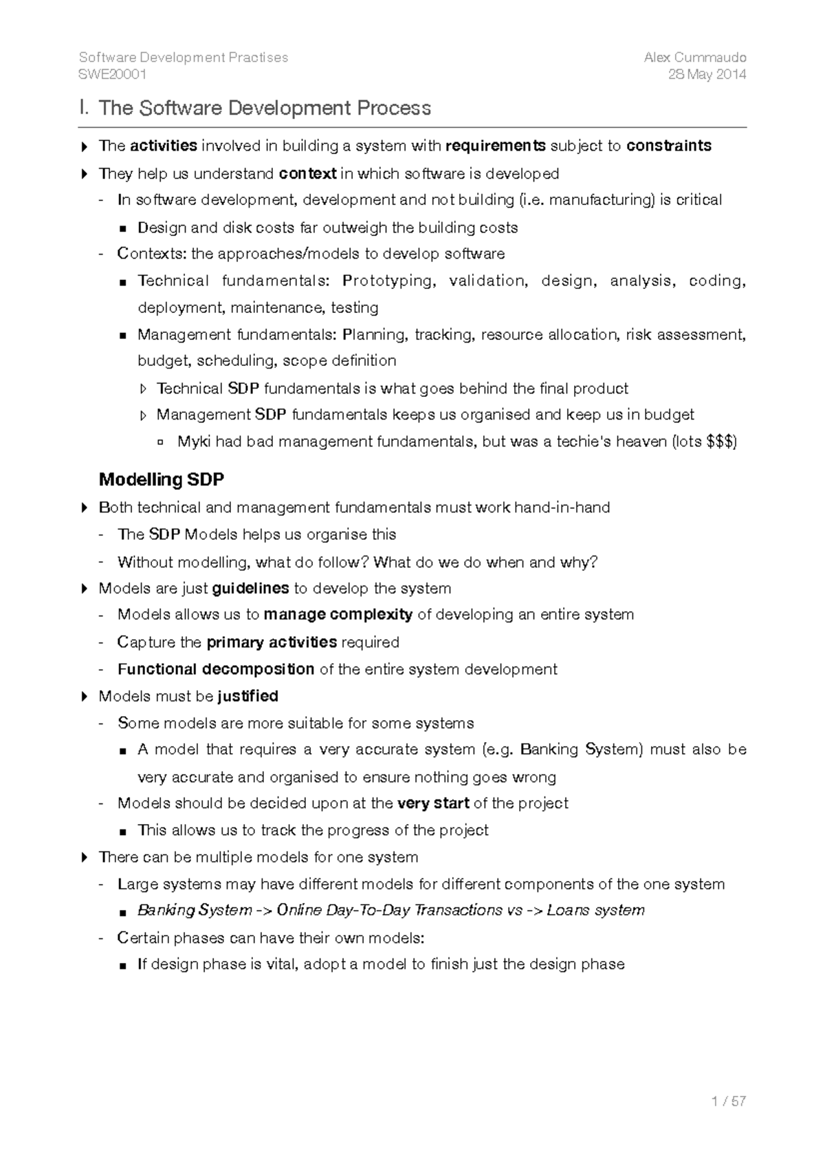 Lecture Notes, Lectures 1-12 - Lecturer: Bao Vo - Software Development ...