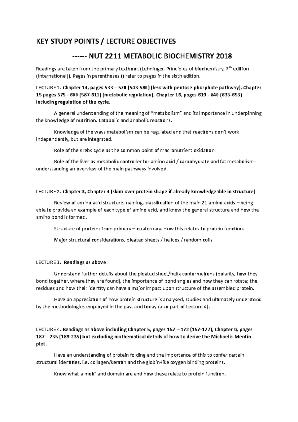 KEY Study Points and readings 2021 - KEY STUDY POINTS / LECTURE ...