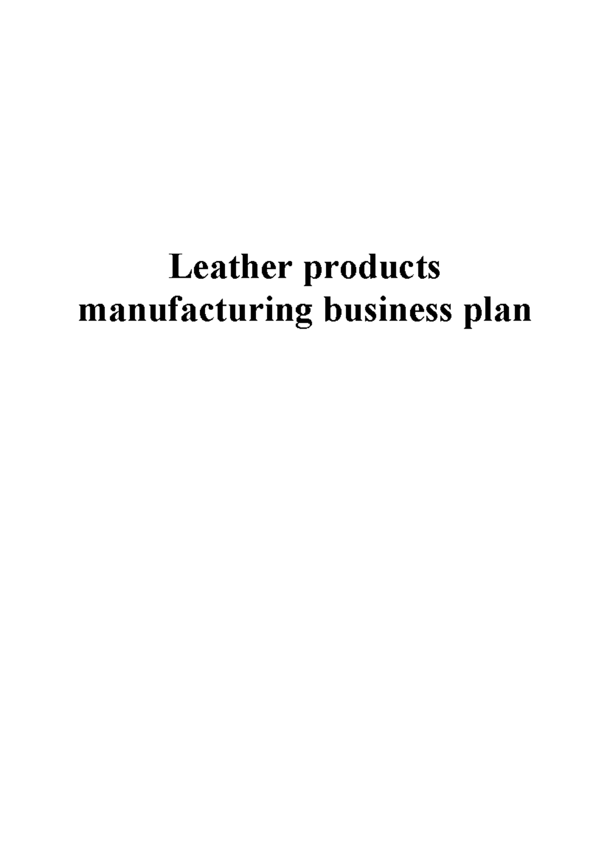 business plan of leather products