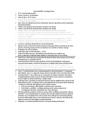 BIOL Lecture 2.1 Notes - used for exam 1 - Biology - Key Roles of Cell ...