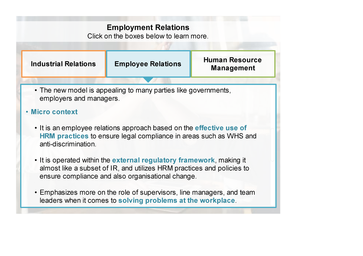 Lesson 1 - Employment relations - Employment Relations Click on the ...