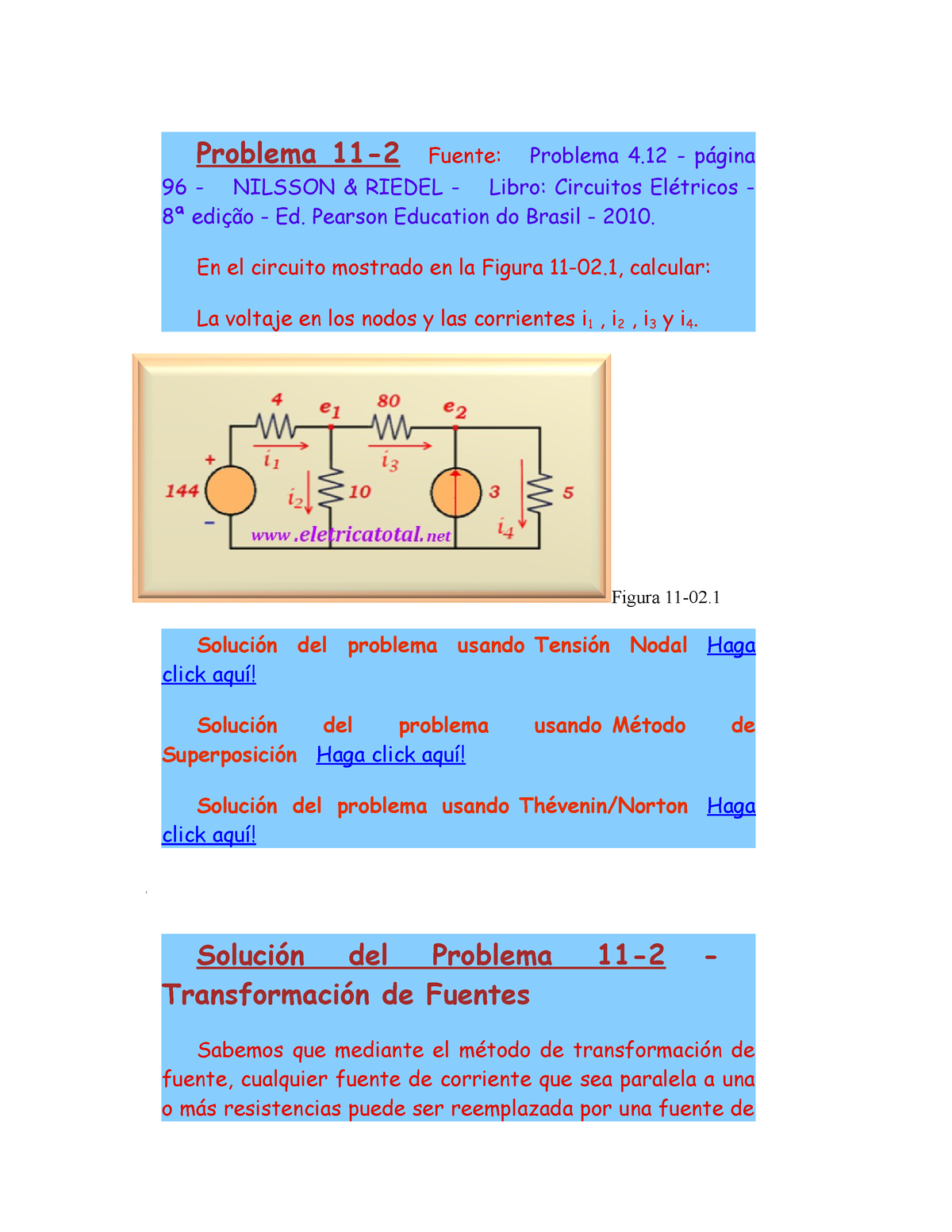 Ejercicios Resueltos De Circuitos Electricos Problema 11 2 Fuente Problema 4 Página 96 9743