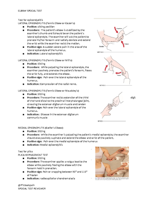UE- Special-TEST - Upper extremity special tests. Reference: Magee ...