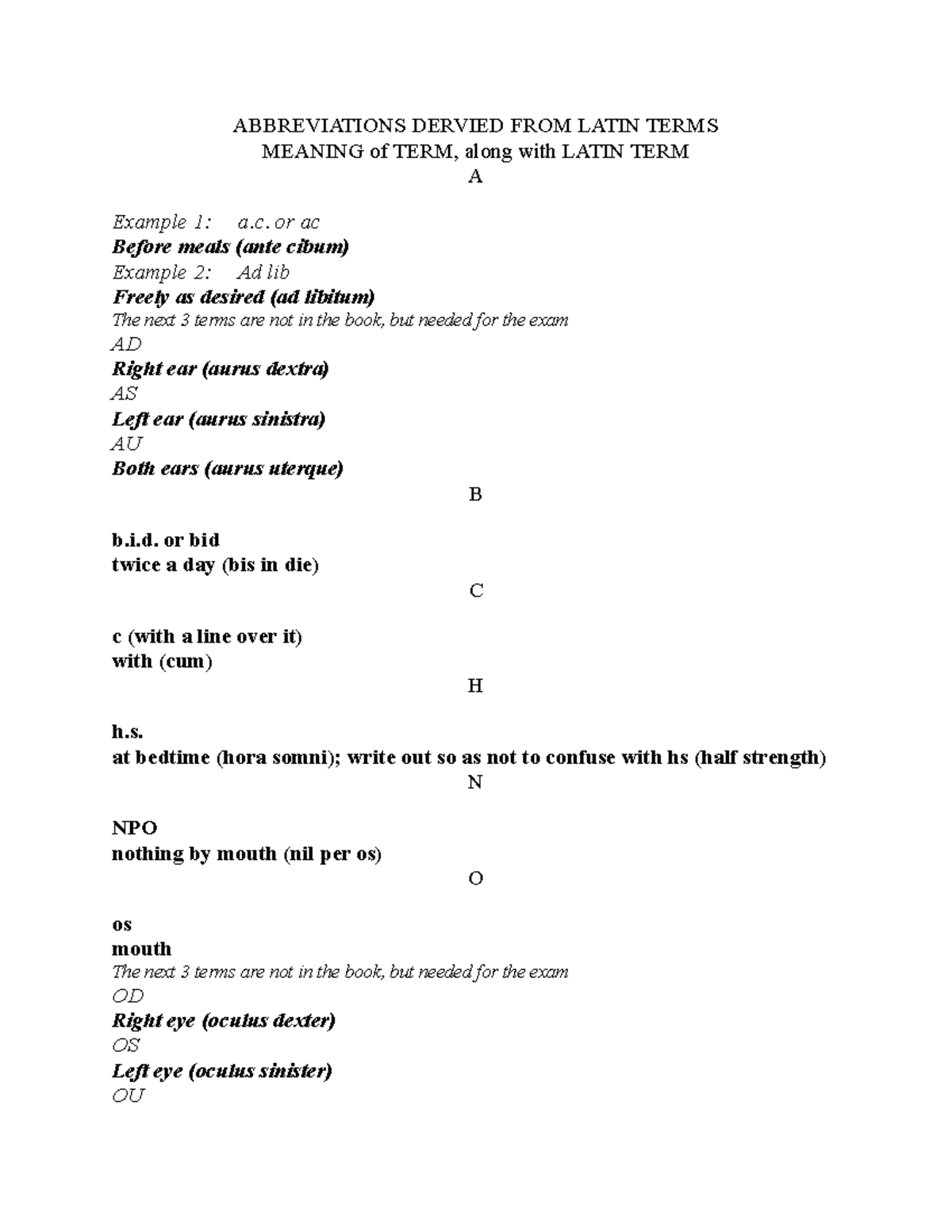 Appendix IV - Latin Terms and Eponyms - ABBREVIATIONS DERVIED FROM ...