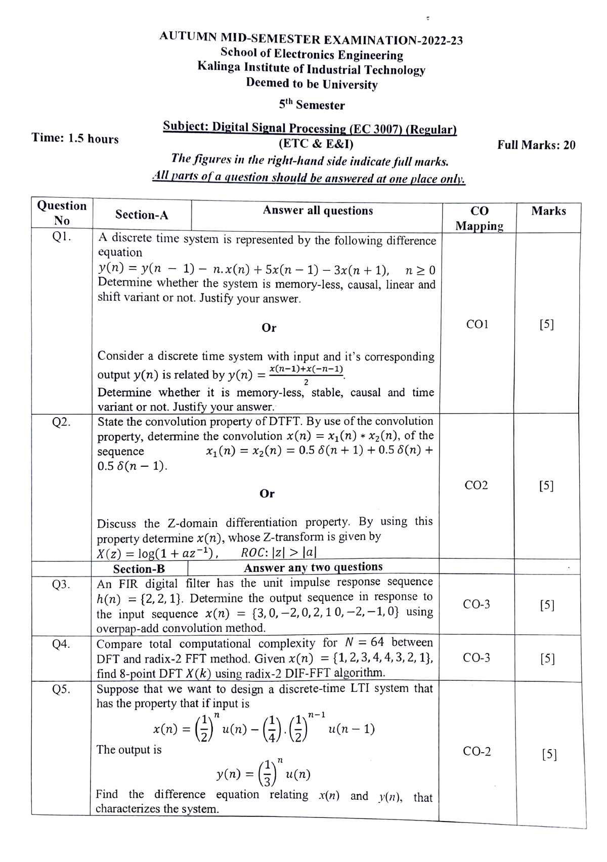 assignment question paper autumn 2022