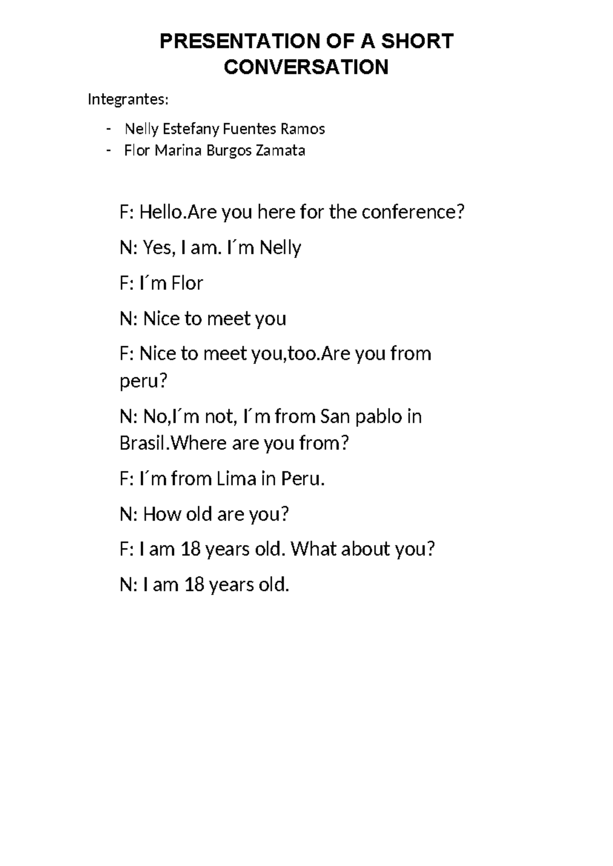 Presentation OF A Short Conversation - Objetivos de Desarrollo ...