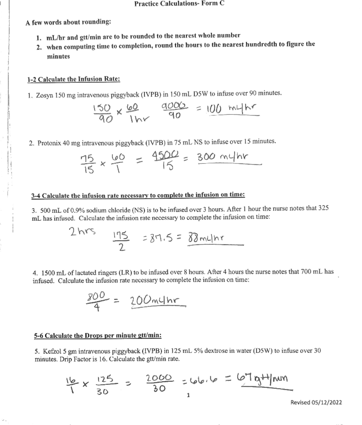 Math form C - Math worksheet - NUR 120 - Studocu