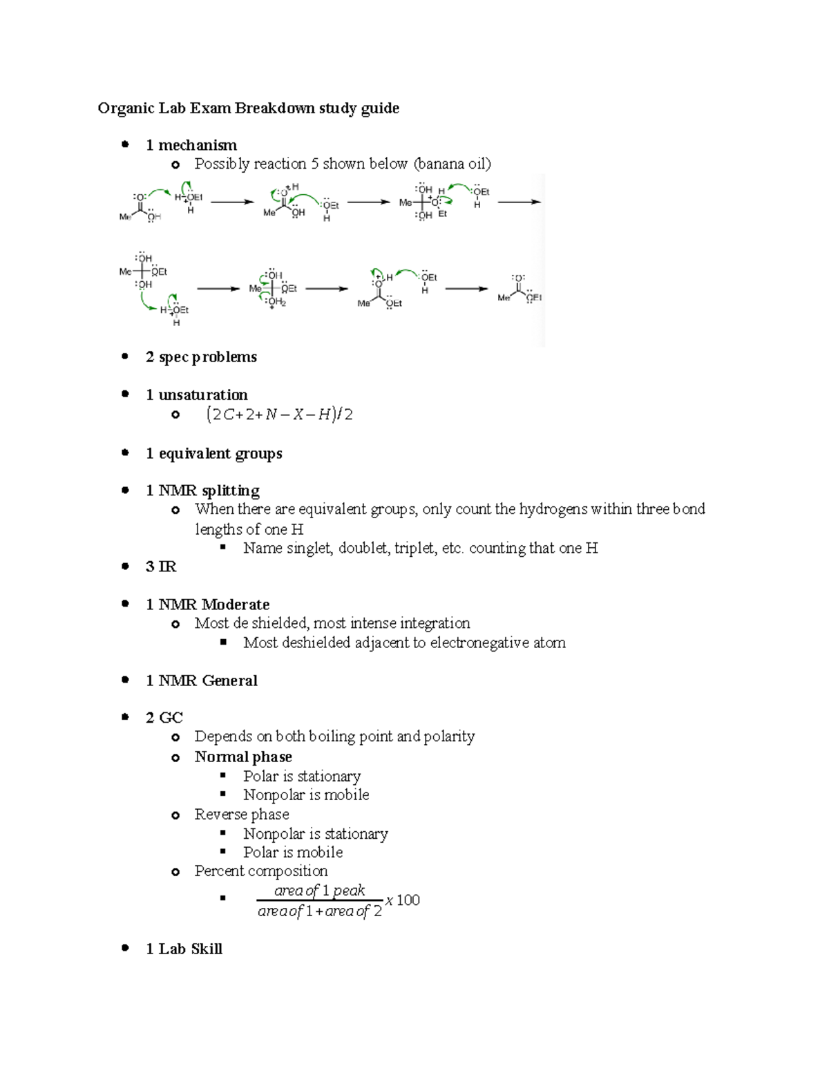 Chem C343 Final Review Organic Lab Exam Breakdown study guide 1