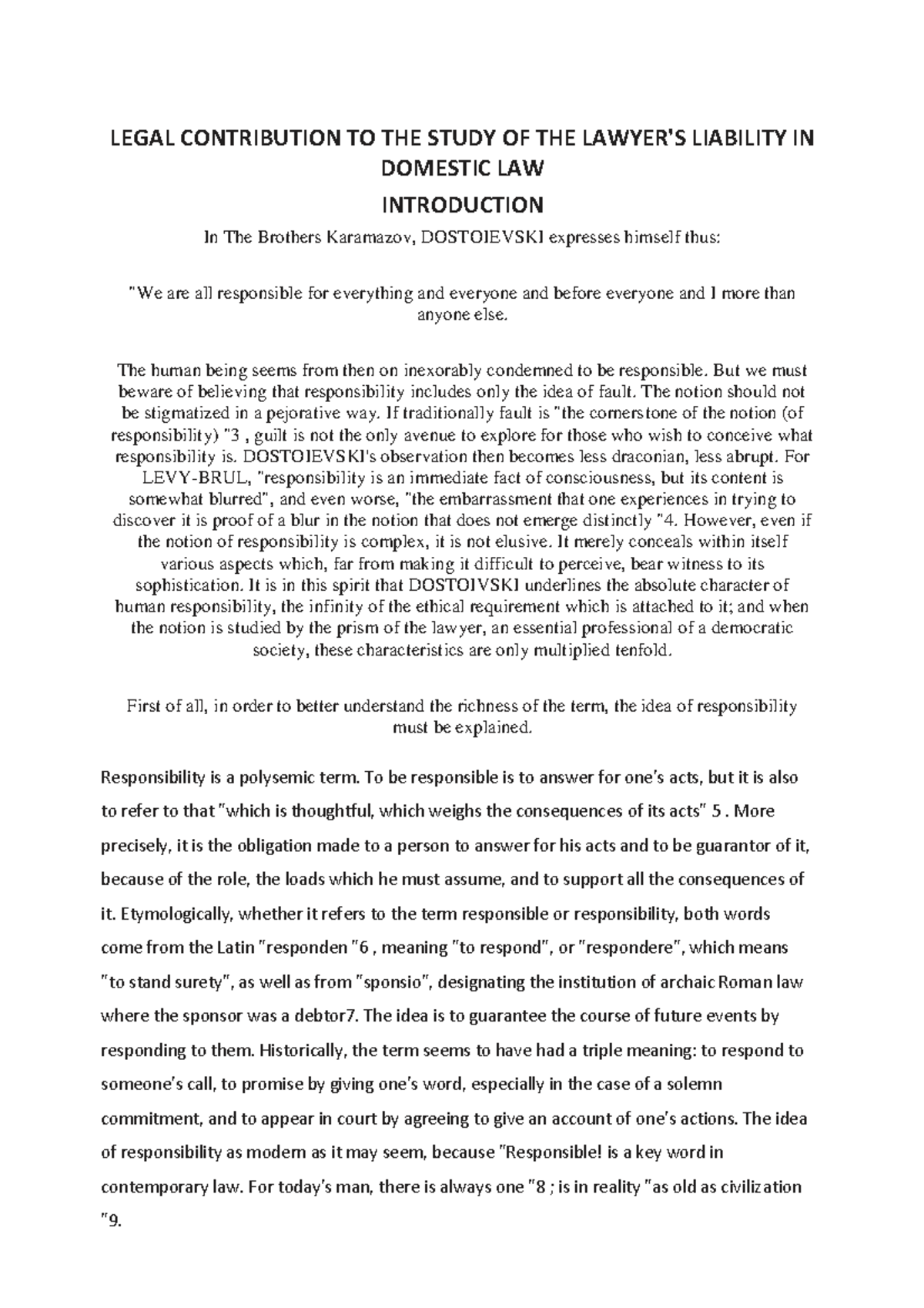 Introduction part.1 - LEGAL CONTRIBUTION TO THE STUDY OF THE LAWYER'S ...