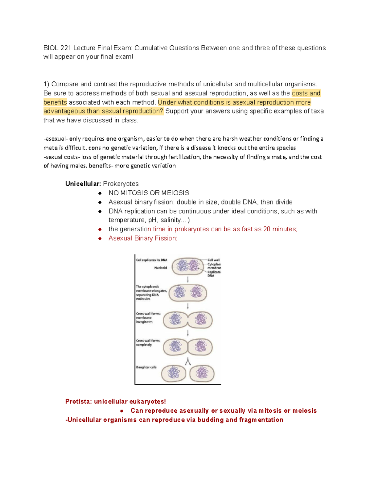 Bio 221 Study Guide Final - BIOL 221 Lecture Final Exam: Cumulative ...