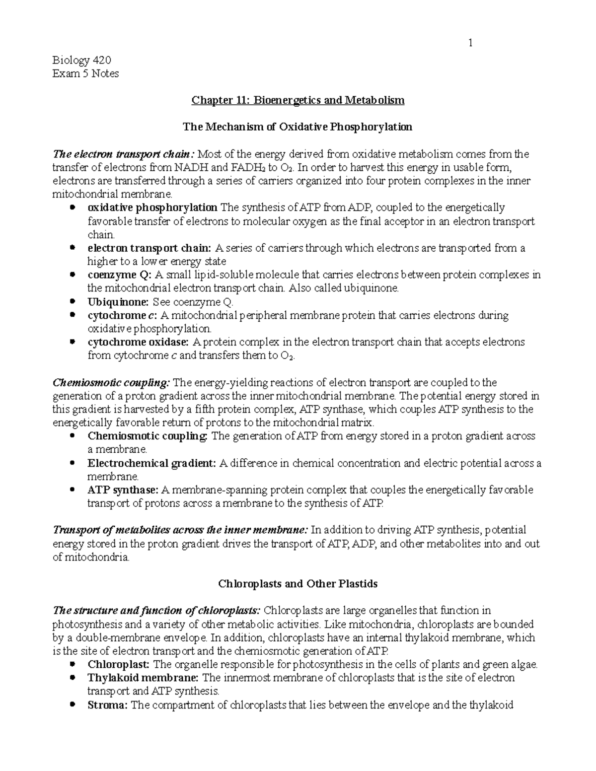 Bio 420 Exam 3 Notes - Biology 420 Exam 5 Notes Chapter 11 ...