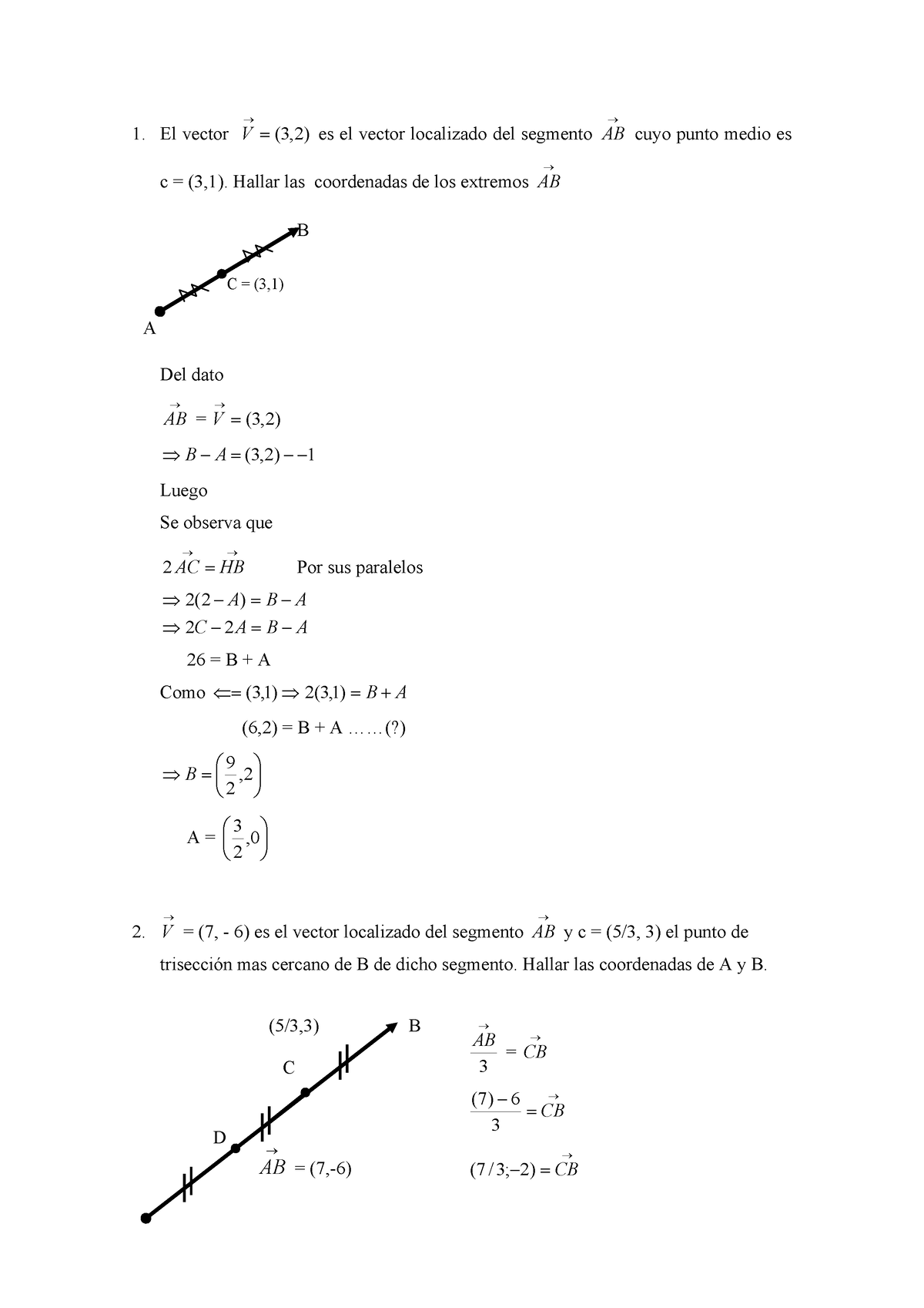 Trabajo De Ejercicios Conjuntos El Vector 2 3 V Es El Vector