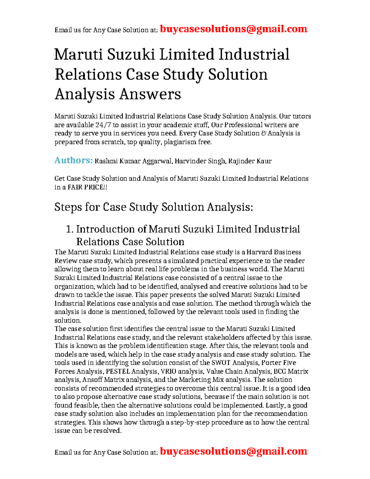 maruti suzuki case study solution