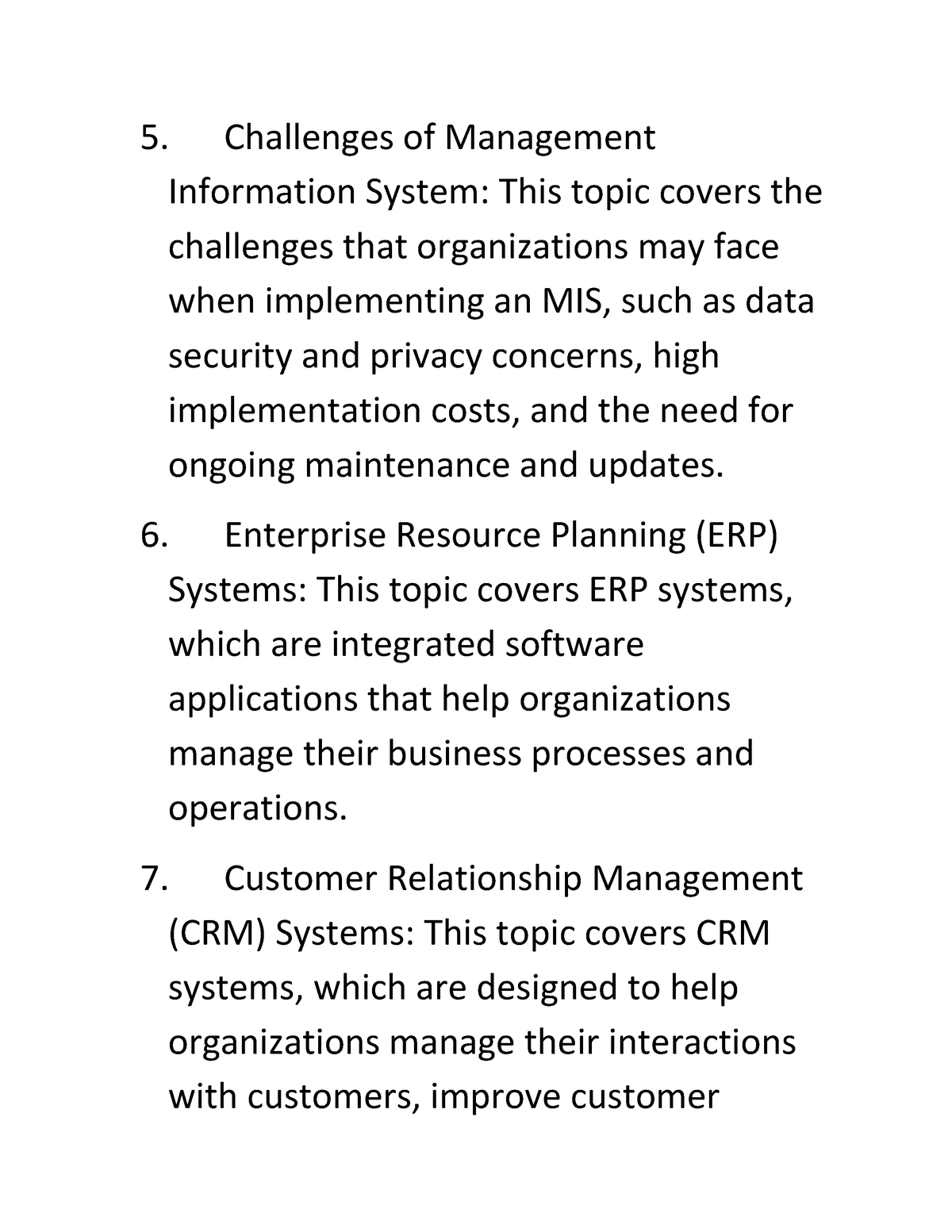 management information system thesis topics