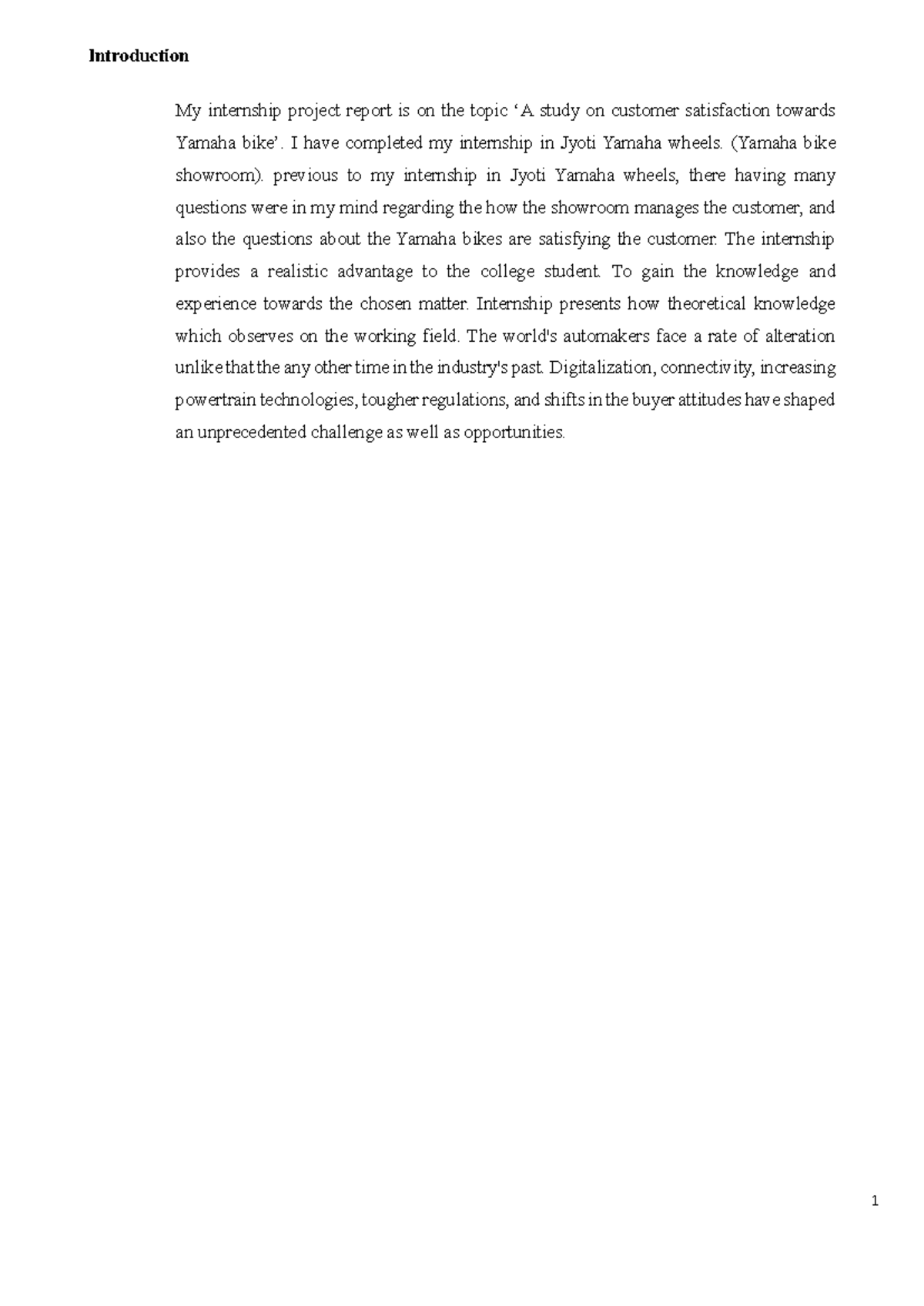 Yash jaiswal final project bba - Introduction My internship project ...