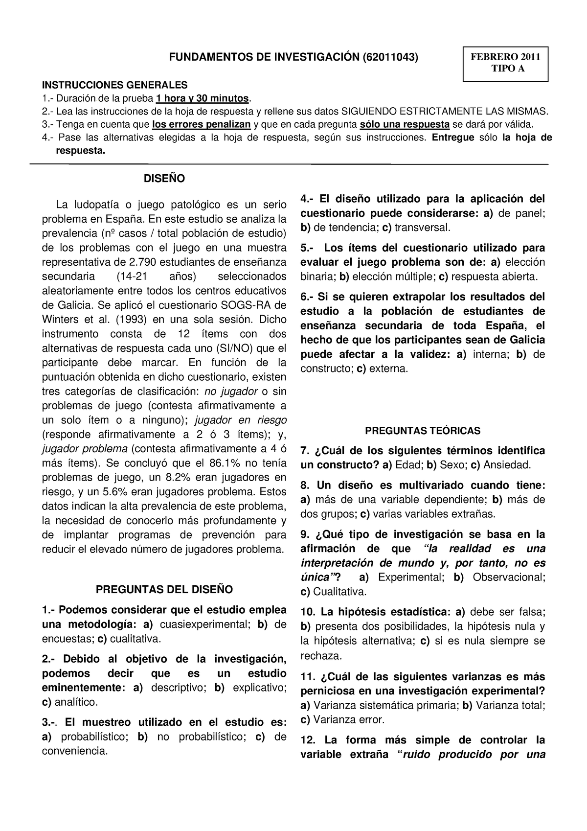 FEB11 A (sin Respuestas) - FUNDAMENTOS DE INVESTIGACIÓN (62011043 ...