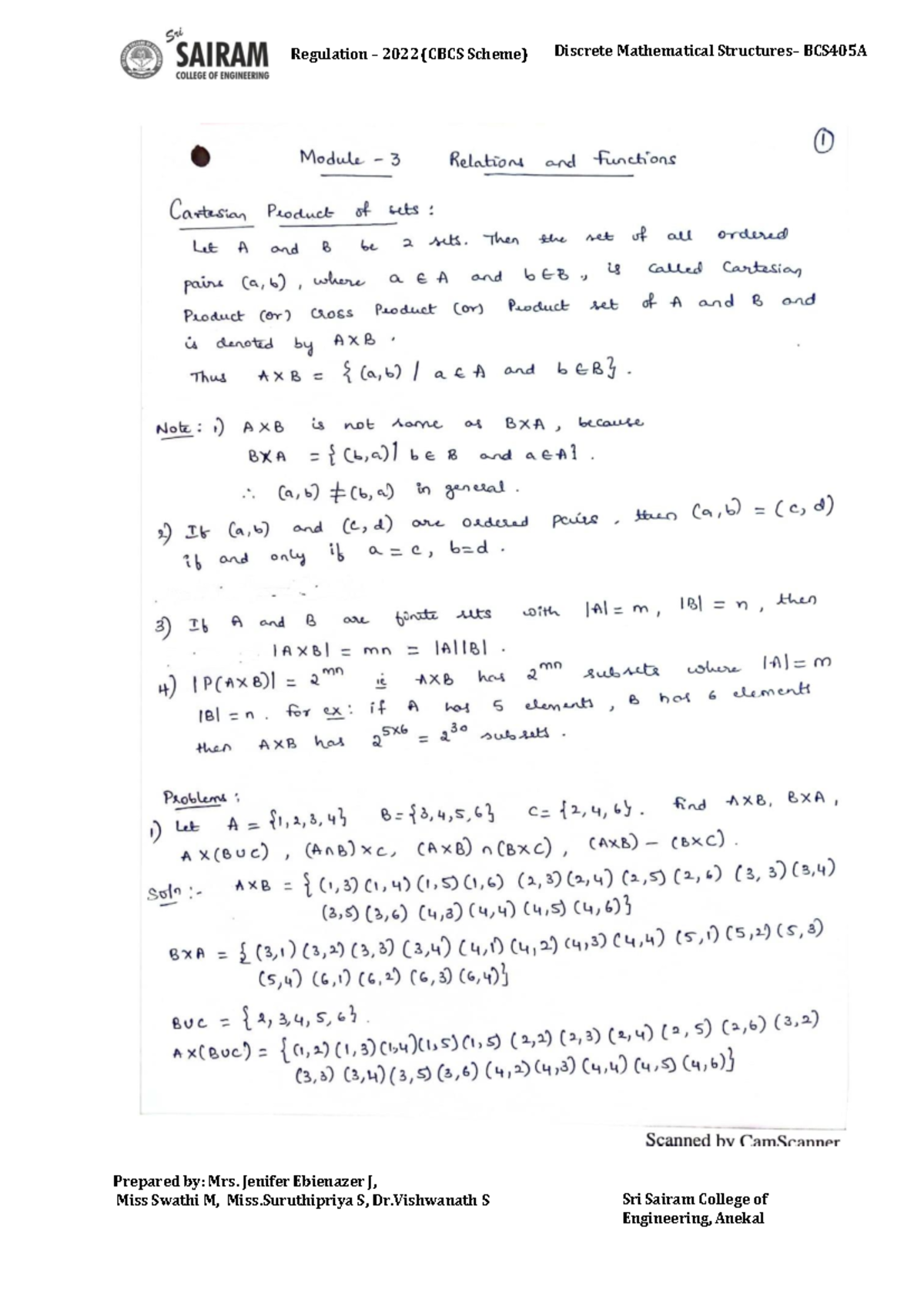 Module 3 - maths 4th sem notes - Prepared by: Mrs. Jenifer Ebienazer J ...