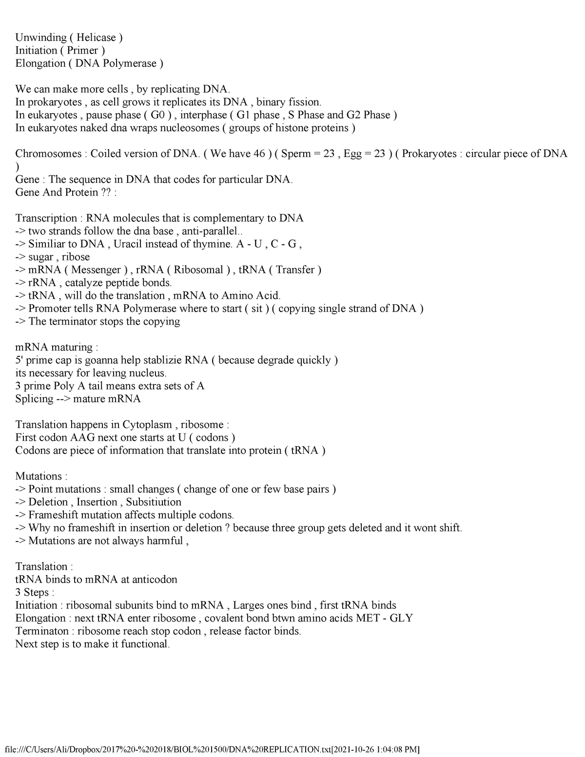 DNA Replication BIOL 1500 Notes - BIOL 1500 - Yorku - Studocu