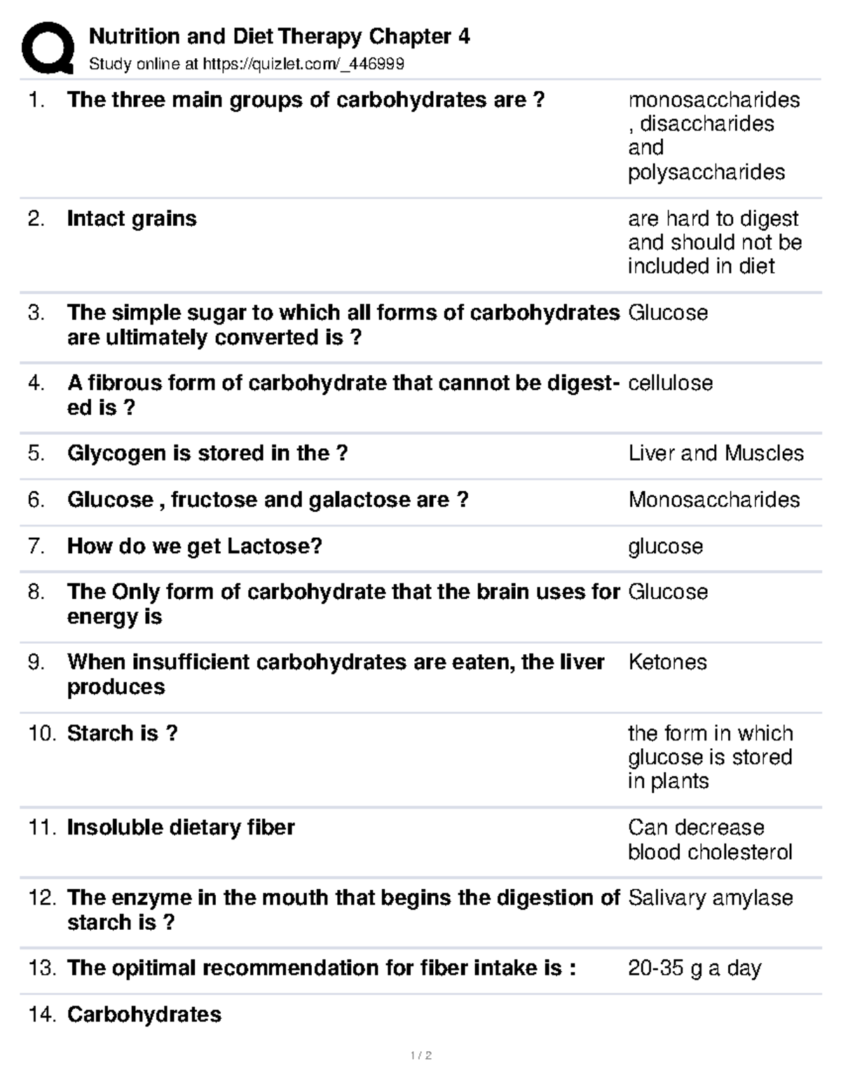 Nutrition And Diet Therapy Chapter 4 - Studocu