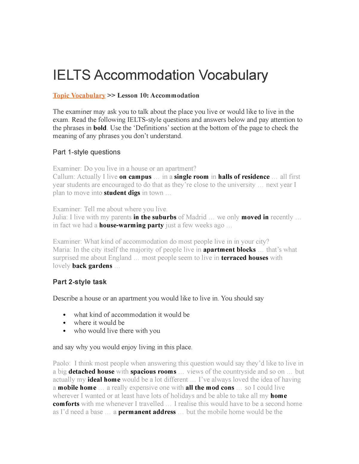 ielts essay on accommodation