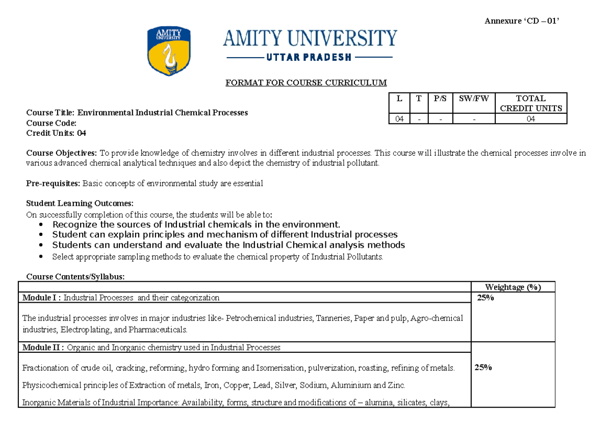 New Syllabus 11452017 121593929 - Annexure ‘CD – 01’ FORMAT FOR COURSE ...