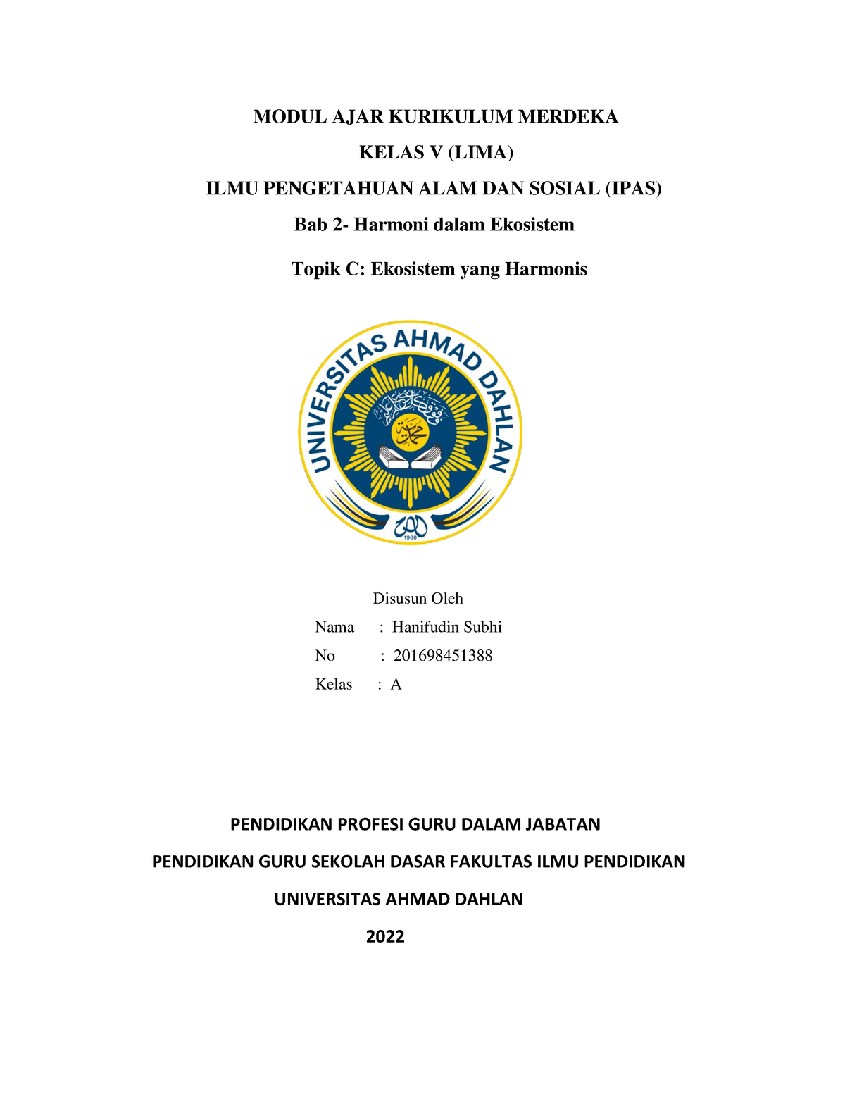 Contoh Modul Ipas Kelas 5 - MODUL AJAR KURIKULUM MERDEKA KELAS V (LIMA ...