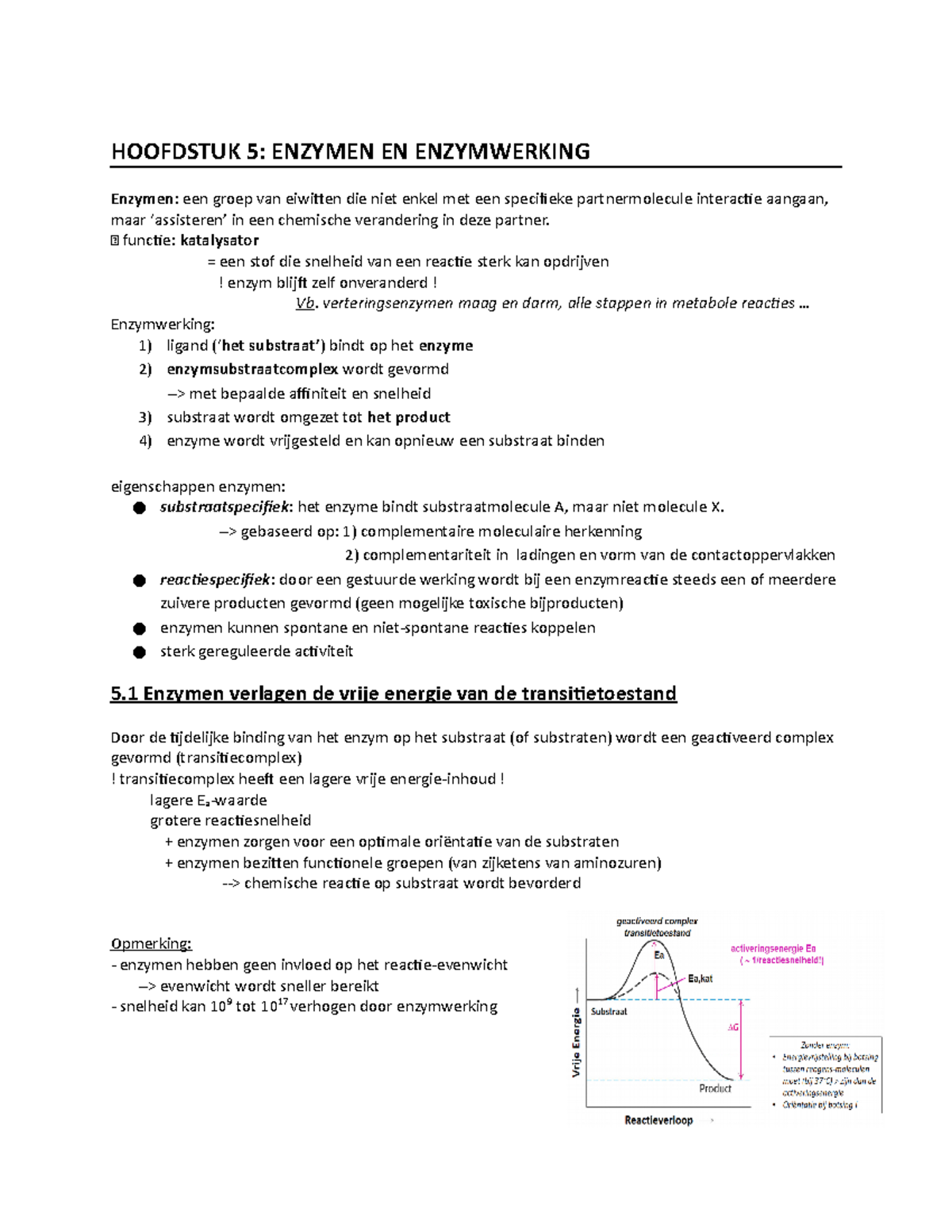 Enzymen En Enzymwerking Biochemie - HOOFDSTUK 5: ENZYMEN EN ...