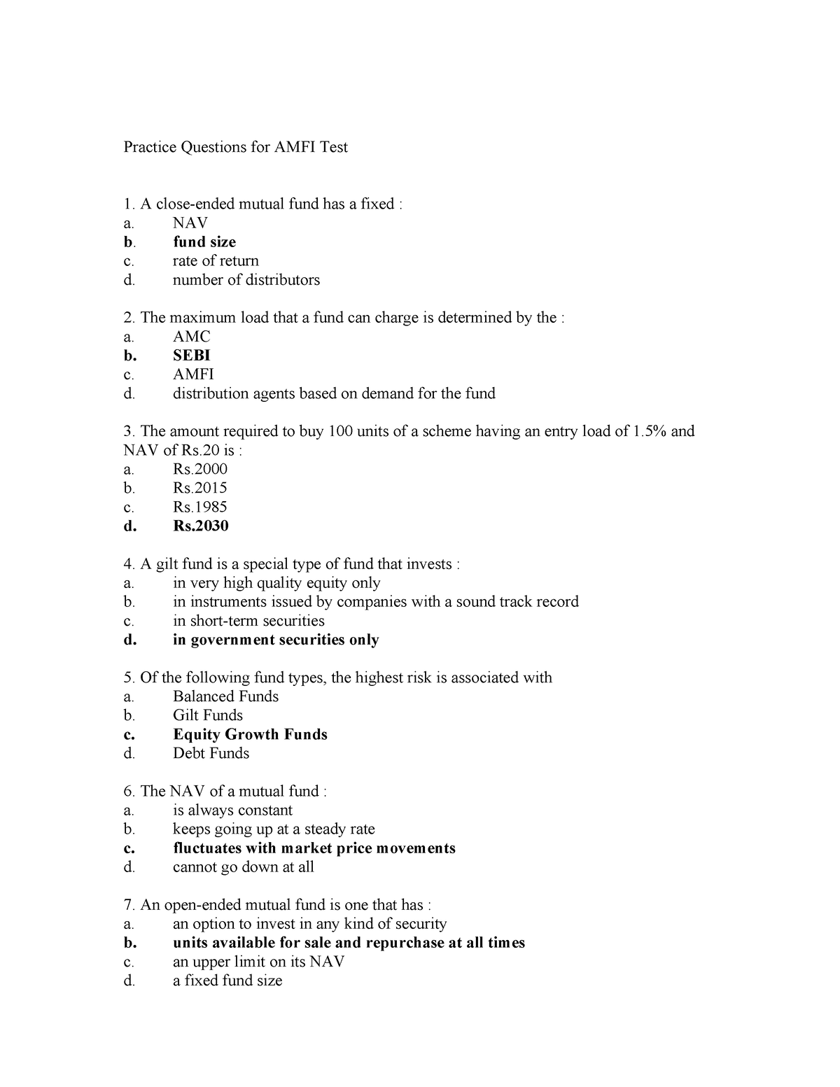 practice-questions-for-amfi-test-nav-b-fund-size-c-rate-of-return-d