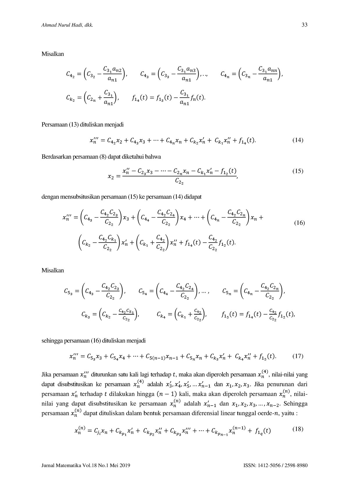 Teknik Penentuan Solusi Sistem Persamaan Diferensial Linear Non Homogen ...