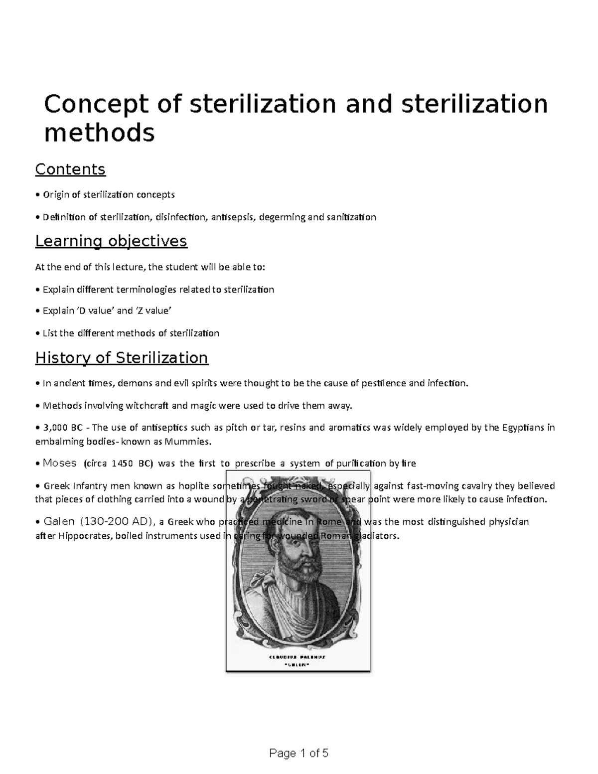 Chapter 28 Sterilization History Concept of sterilization and