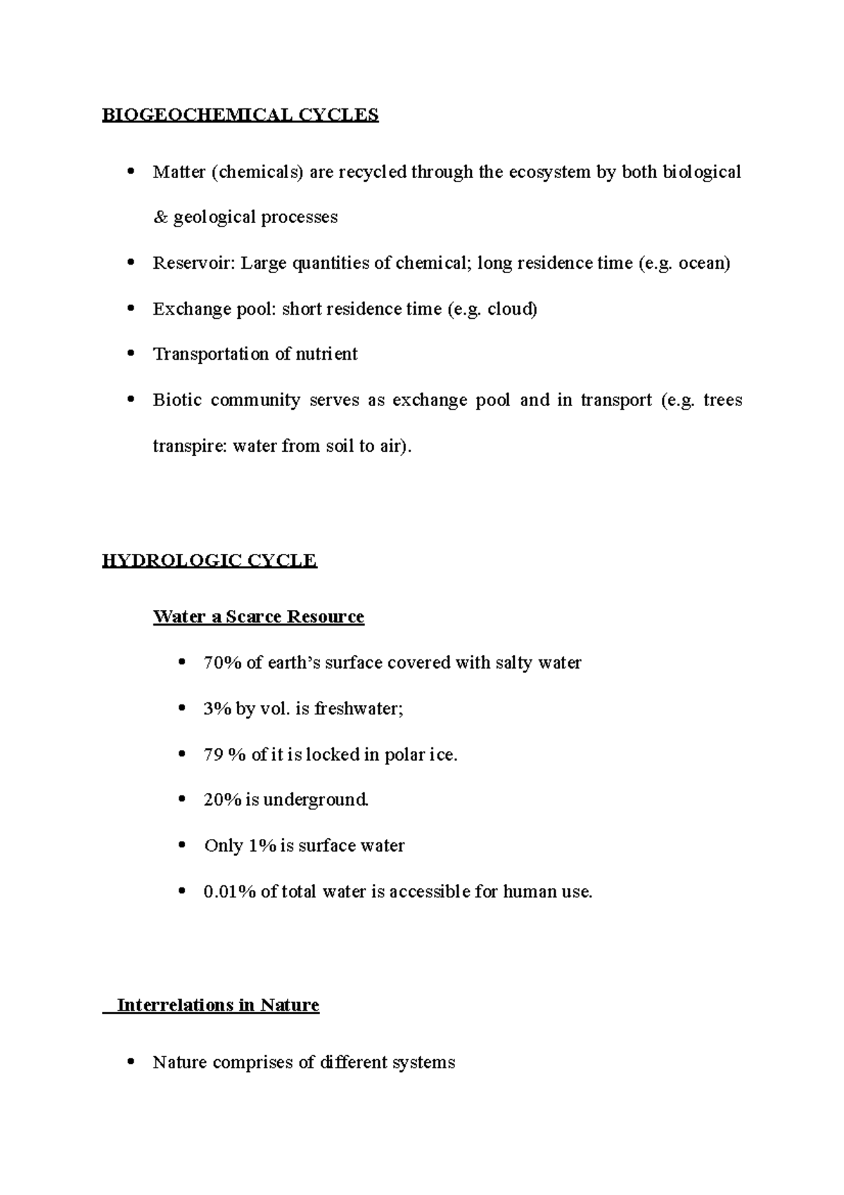 biogeochemical cycle assignment