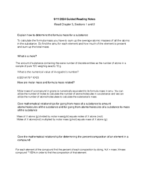 Reading notes 2 - 9 / 11 /202 4 Guided Reading Notes Read Chapter 3 ...