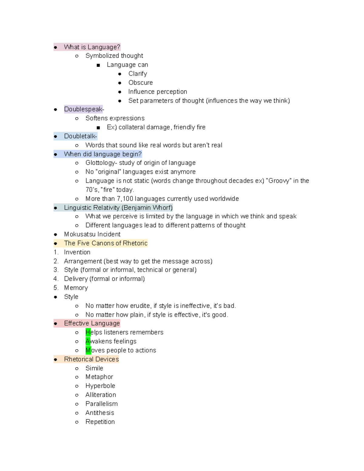 Com Lecture Notes 7-1-19 - What is Language? Symbolized thought ...