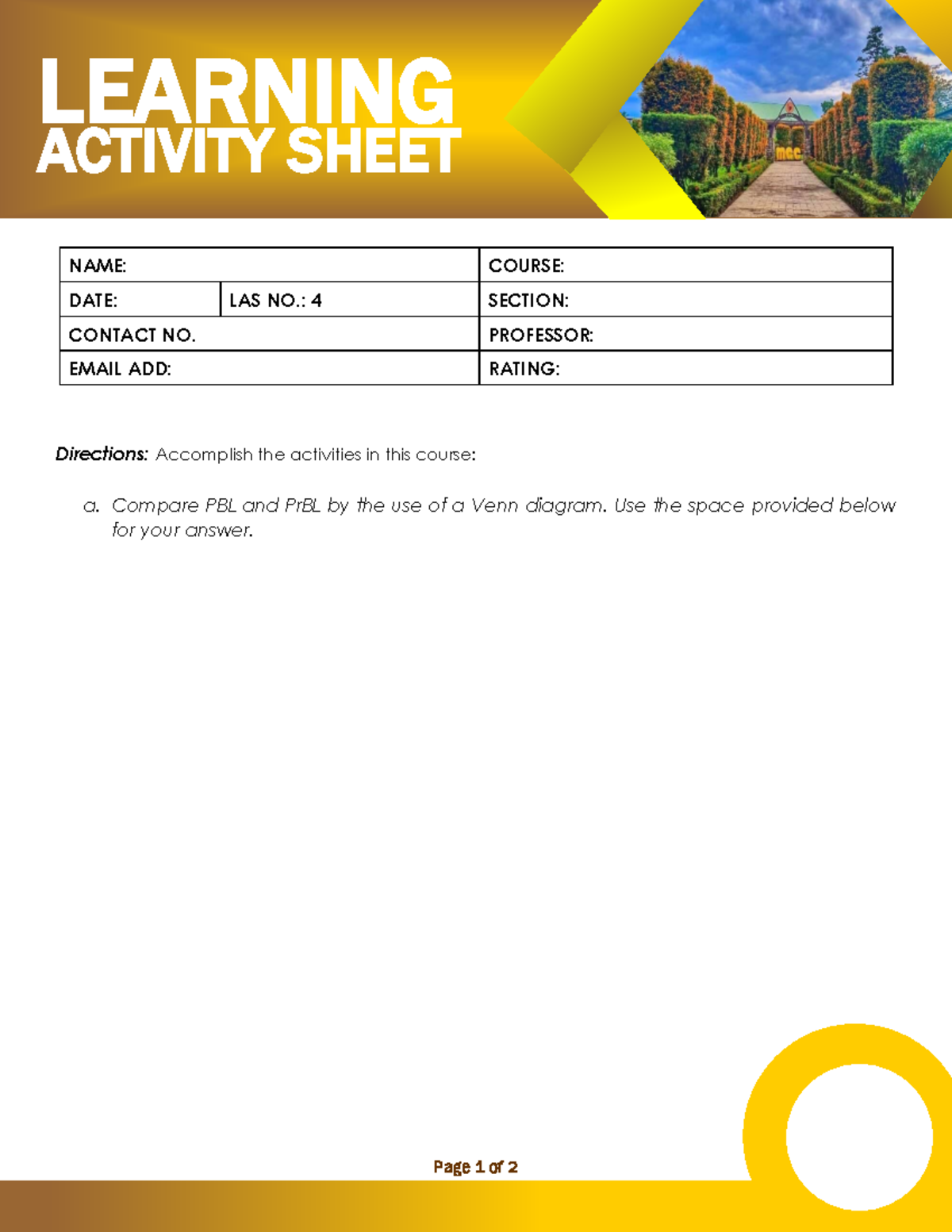M-ALLD-121 Learning-Activity-No - Page 1 of 2 LEARNING ACTIVITY SHEET ...